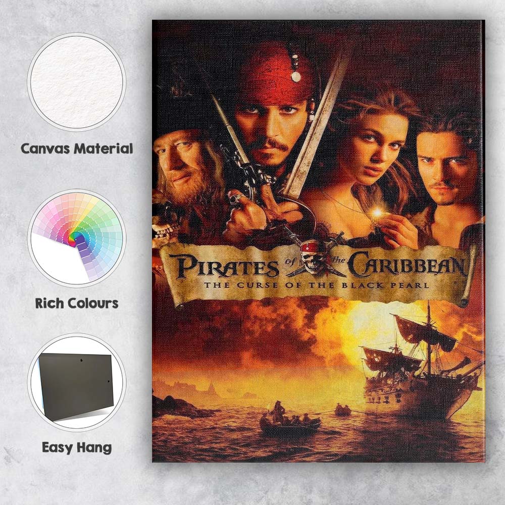Golden Pirate Adventure Sea Voyage Cinematic Fantasy Artwork Canvas Wall Art Print Decor Picture Ready to Hang