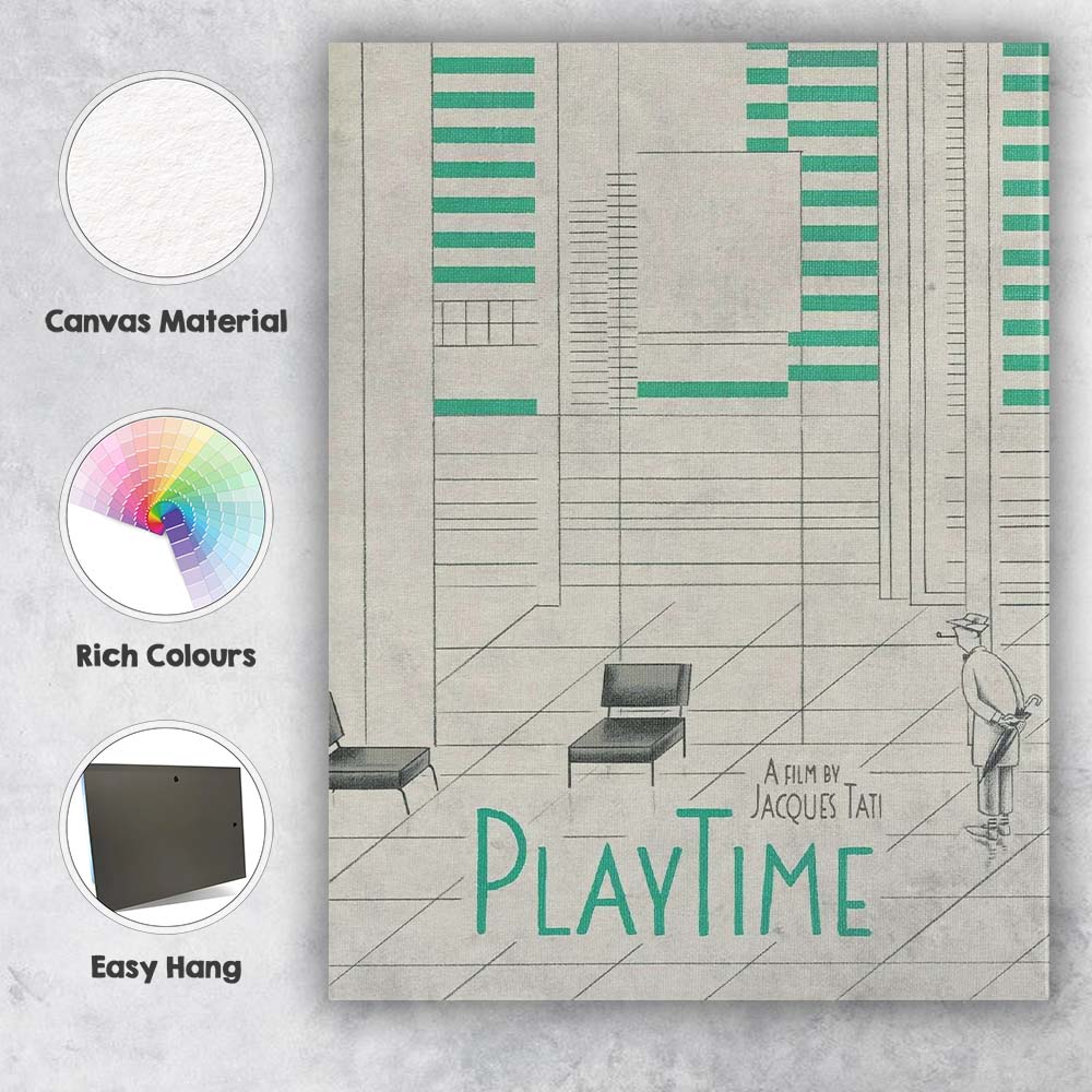 Minimalist Modernist Architectural Grid Teal Geometric Interior Design Illustration Canvas Wall Art Print Decor Picture Ready to Hang