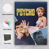 Retro Psychological Horror Blonde Woman Dark Blue Graphic Artwork Canvas Wall Art Print Decor Picture Ready to Hang
