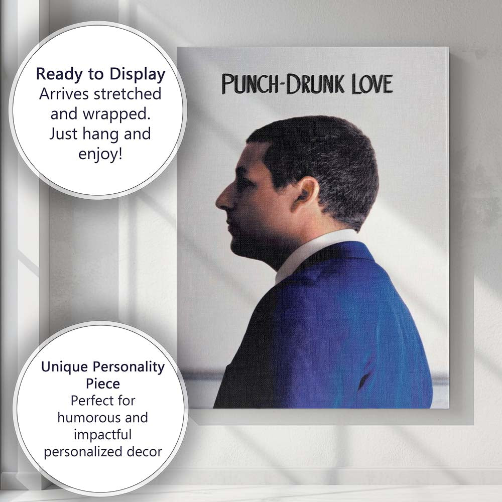Minimalist Profile Portrait Contemporary Romantic Drama Blue Suit Canvas Wall Art Print Decor Picture Ready to Hang