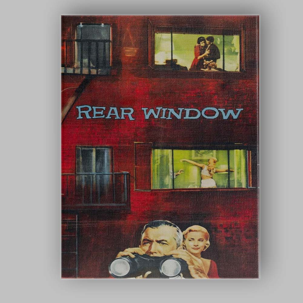 Rear Window Retro Apartment Mystery Thriller Cinematic Red Brick Illustration Canvas Wall Art Print Decor Picture Ready to Hang