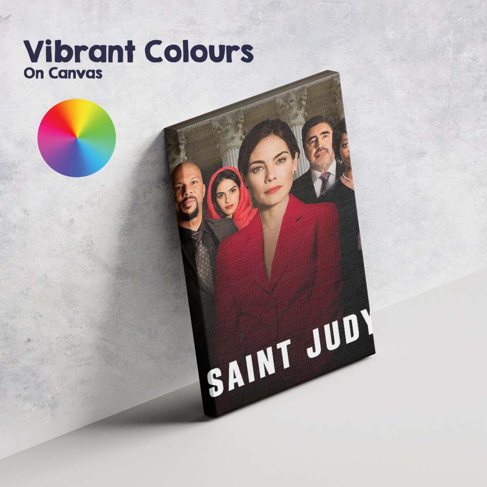 Saint Judy Courtroom Justice Drama Red Suit Character Portrait Canvas Wall Art Print Decor Picture Ready to Hang