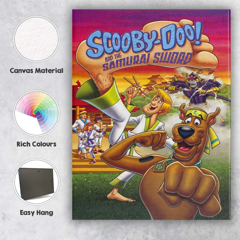 Colourful Cartoon Mystery Adventure Dog Samurai Action Fantasy Canvas Wall Art Print Decor Picture Ready to Hang