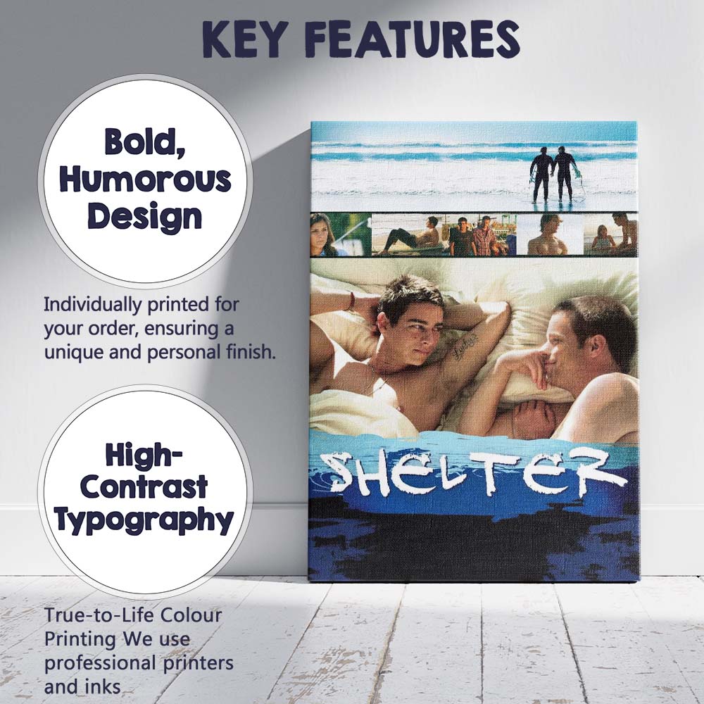 Coastal Romantic Drama Ocean Surfing Couple Contemporary Film Art Canvas Wall Art Print Decor Picture Ready to Hang