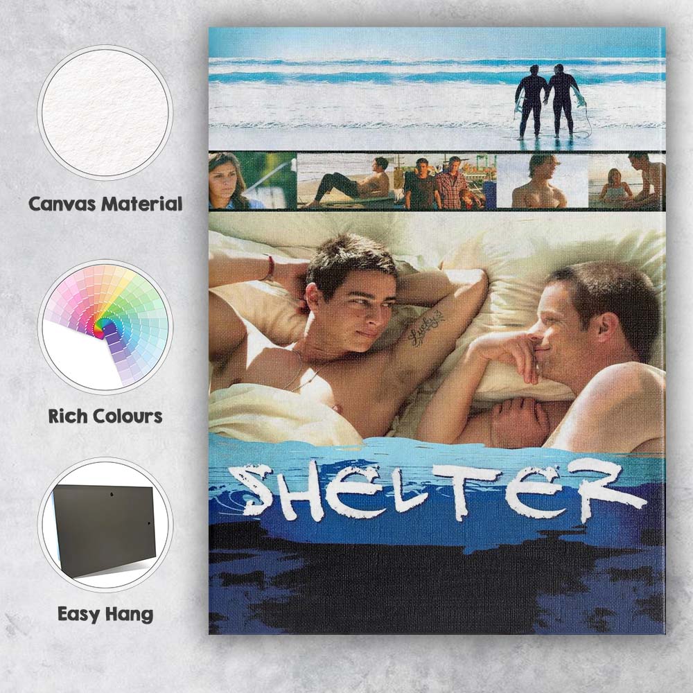 Coastal Romantic Drama Ocean Surfing Couple Contemporary Film Art Canvas Wall Art Print Decor Picture Ready to Hang