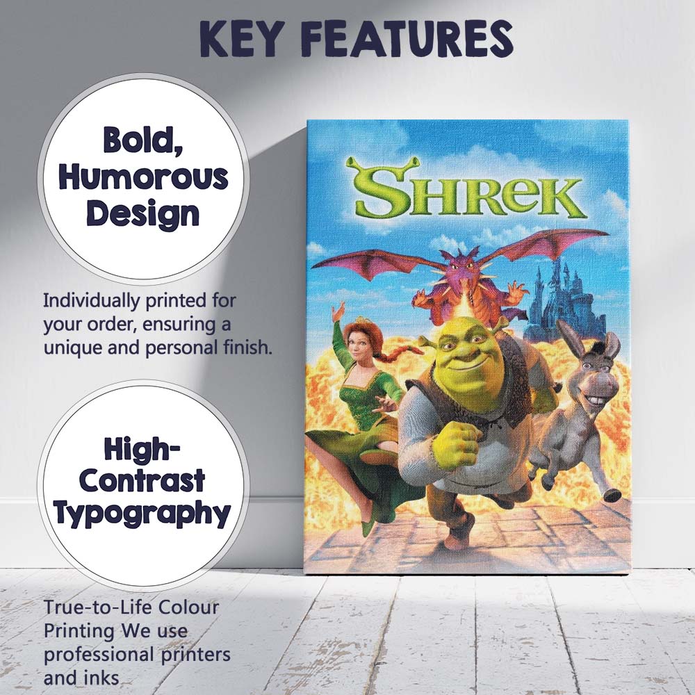 Fantasy Fairy Tale Ogre Dragon Adventure Colourful Family Canvas Wall Art Print Decor Picture Ready to Hang