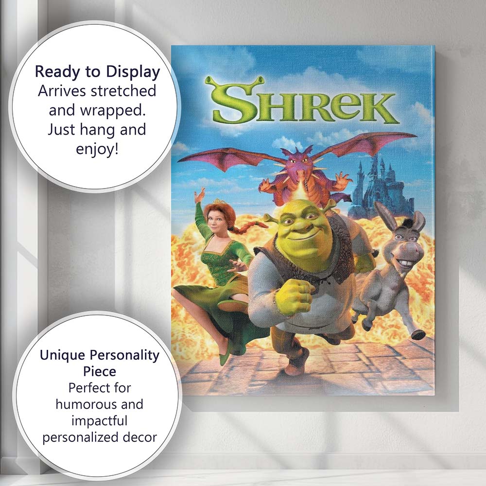 Fantasy Fairy Tale Ogre Dragon Adventure Colourful Family Canvas Wall Art Print Decor Picture Ready to Hang