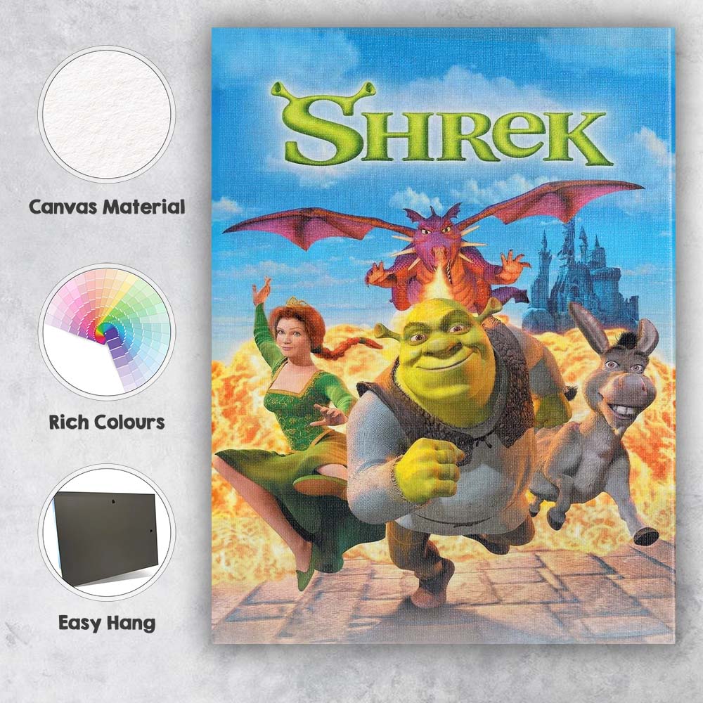 Fantasy Fairy Tale Ogre Dragon Adventure Colourful Family Canvas Wall Art Print Decor Picture Ready to Hang