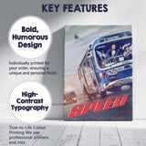Blue Action Bus Chase Thriller Movie Poster Cinematic Urban Adventure Canvas Wall Art Print Decor Picture Ready to Hang