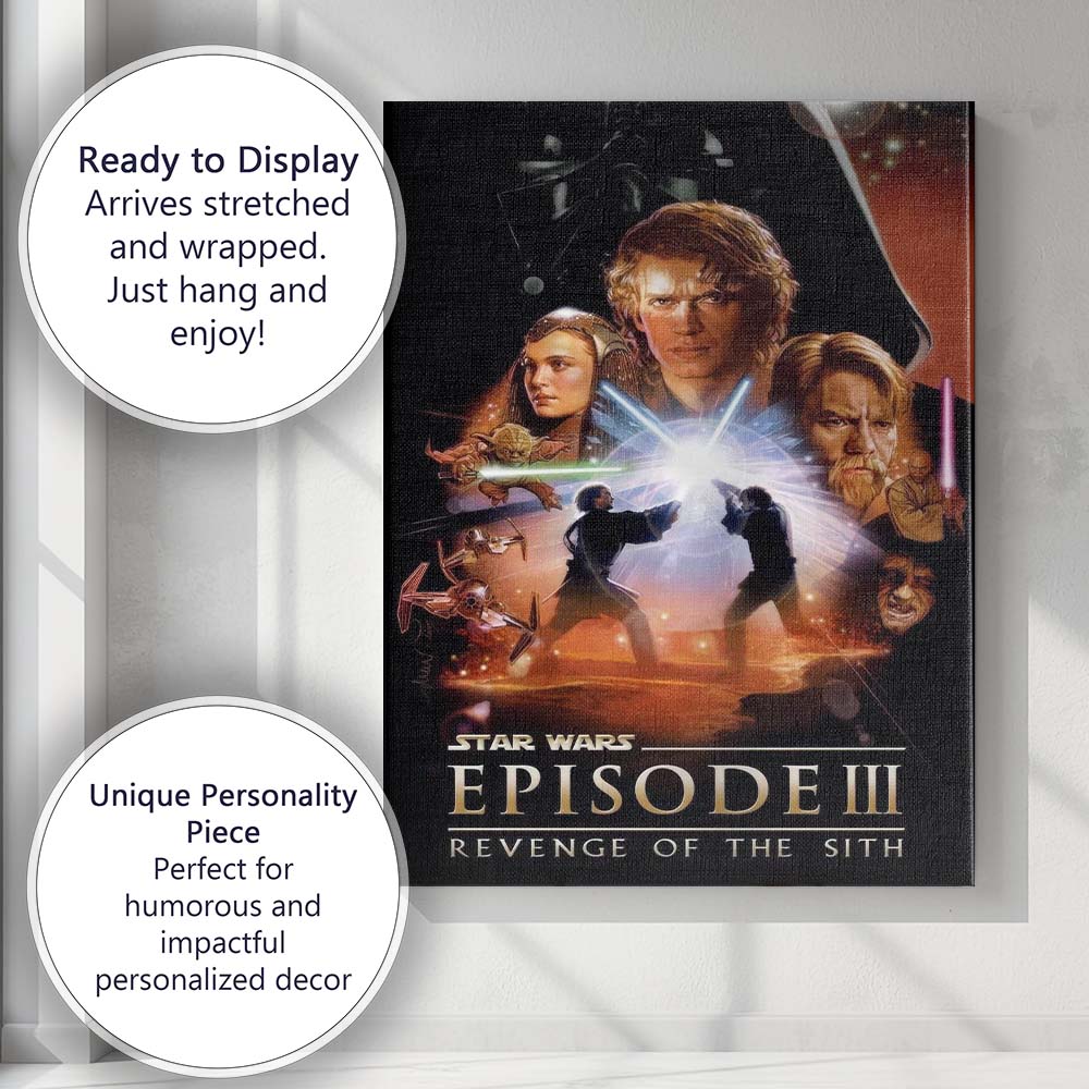 Epic Space Fantasy Lightsaber Duel Sci Fi Adventure Movie Poster Canvas Wall Art Print Decor Picture Ready to Hang