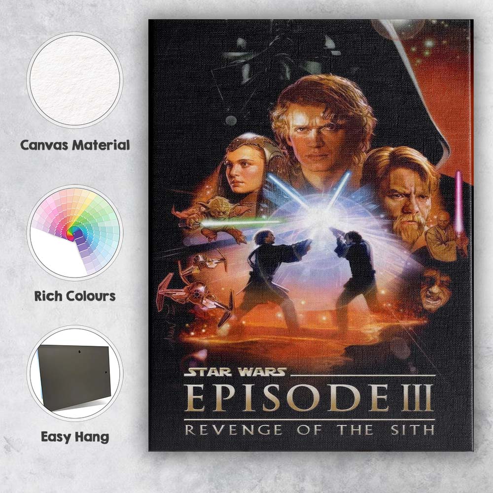 Epic Space Fantasy Lightsaber Duel Sci Fi Adventure Movie Poster Canvas Wall Art Print Decor Picture Ready to Hang