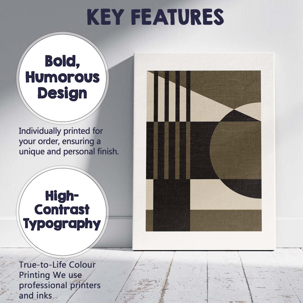 Earth Tone Geometric Abstract Arches and Circle Mid Century Modern Canvas Wall Art Print Decor Picture Ready to Hang