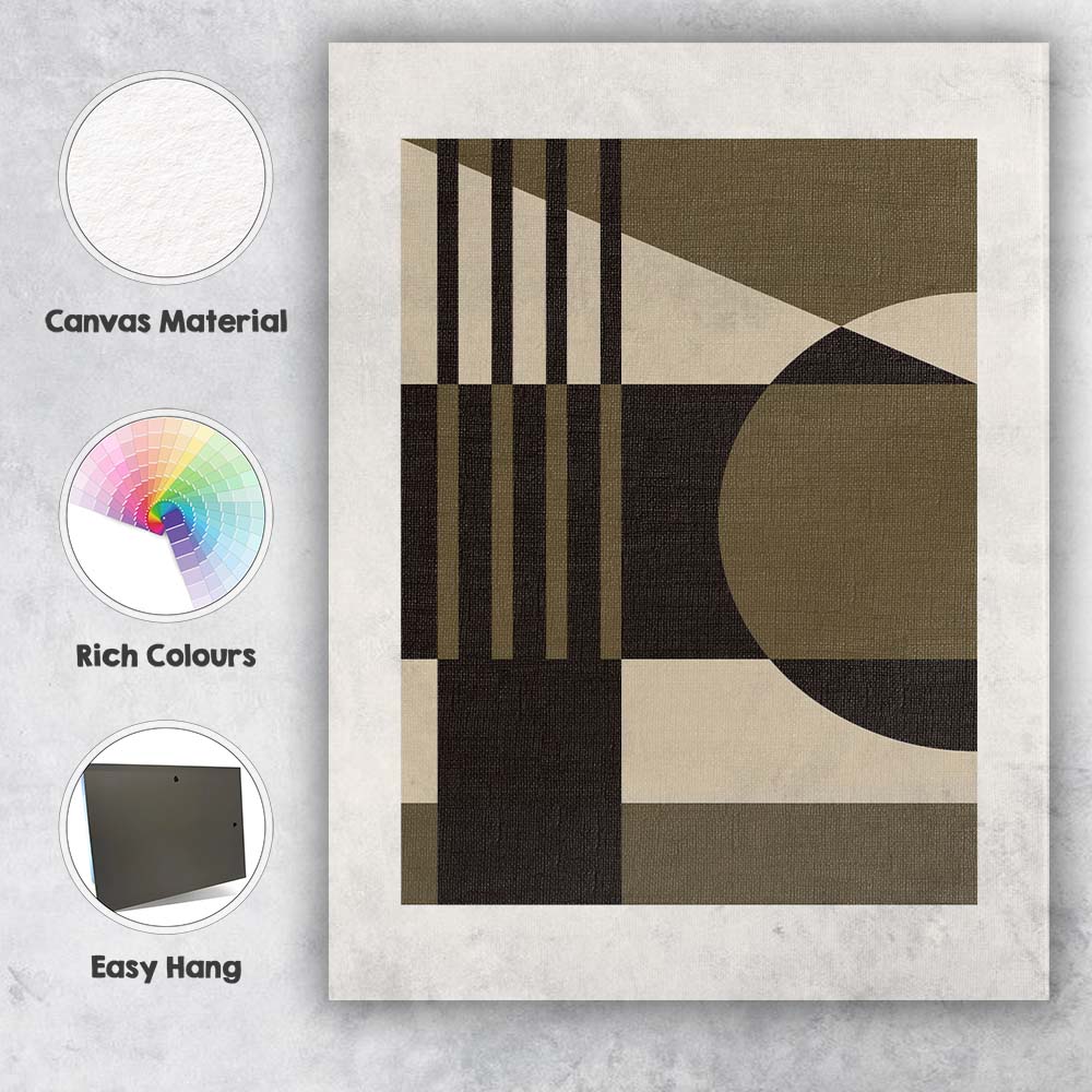 Earth Tone Geometric Abstract Arches and Circle Mid Century Modern Canvas Wall Art Print Decor Picture Ready to Hang