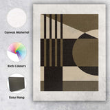 Earth Tone Geometric Abstract Arches and Circle Mid Century Modern Canvas Wall Art Print Decor Picture Ready to Hang