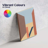Minimalist Geometric Perspective Shapes Blue and Terracotta Abstract Canvas Wall Art Print Decor Picture Ready to Hang