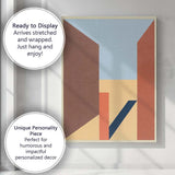 Minimalist Geometric Perspective Shapes Blue and Terracotta Abstract Canvas Wall Art Print Decor Picture Ready to Hang