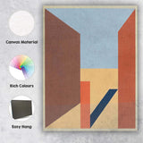 Minimalist Geometric Perspective Shapes Blue and Terracotta Abstract Canvas Wall Art Print Decor Picture Ready to Hang