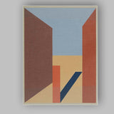 Minimalist Geometric Perspective Shapes Blue and Terracotta Abstract Canvas Wall Art Print Decor Picture Ready to Hang