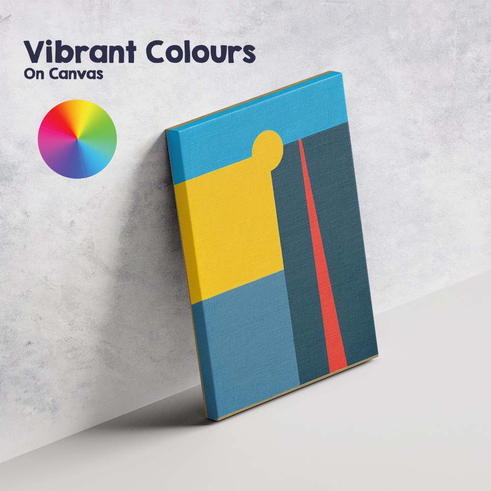 Bold Geometric Colour Block Yellow Blue and Red Abstract Canvas Wall Art Print Decor Picture Ready to Hang