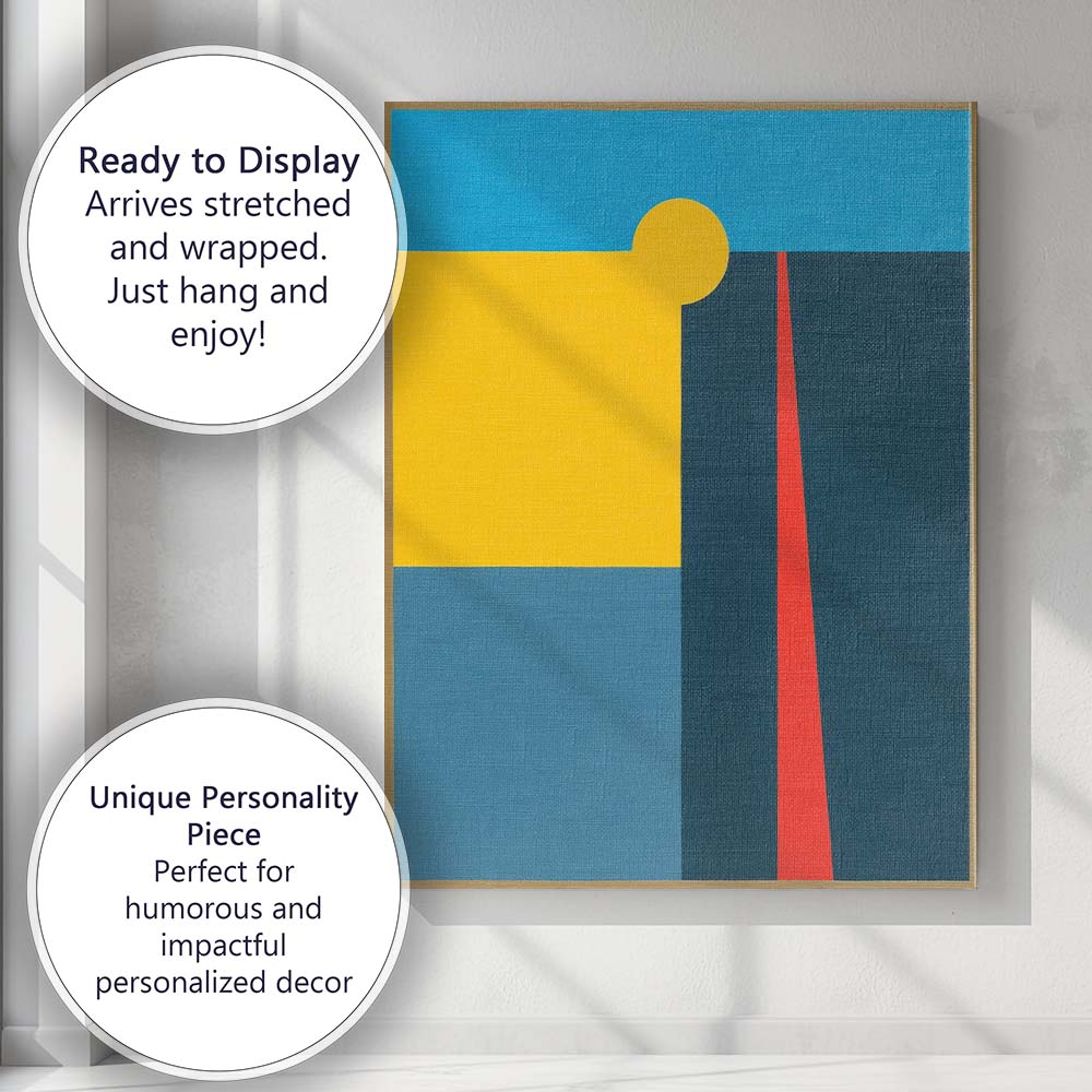 Bold Geometric Colour Block Yellow Blue and Red Abstract Canvas Wall Art Print Decor Picture Ready to Hang