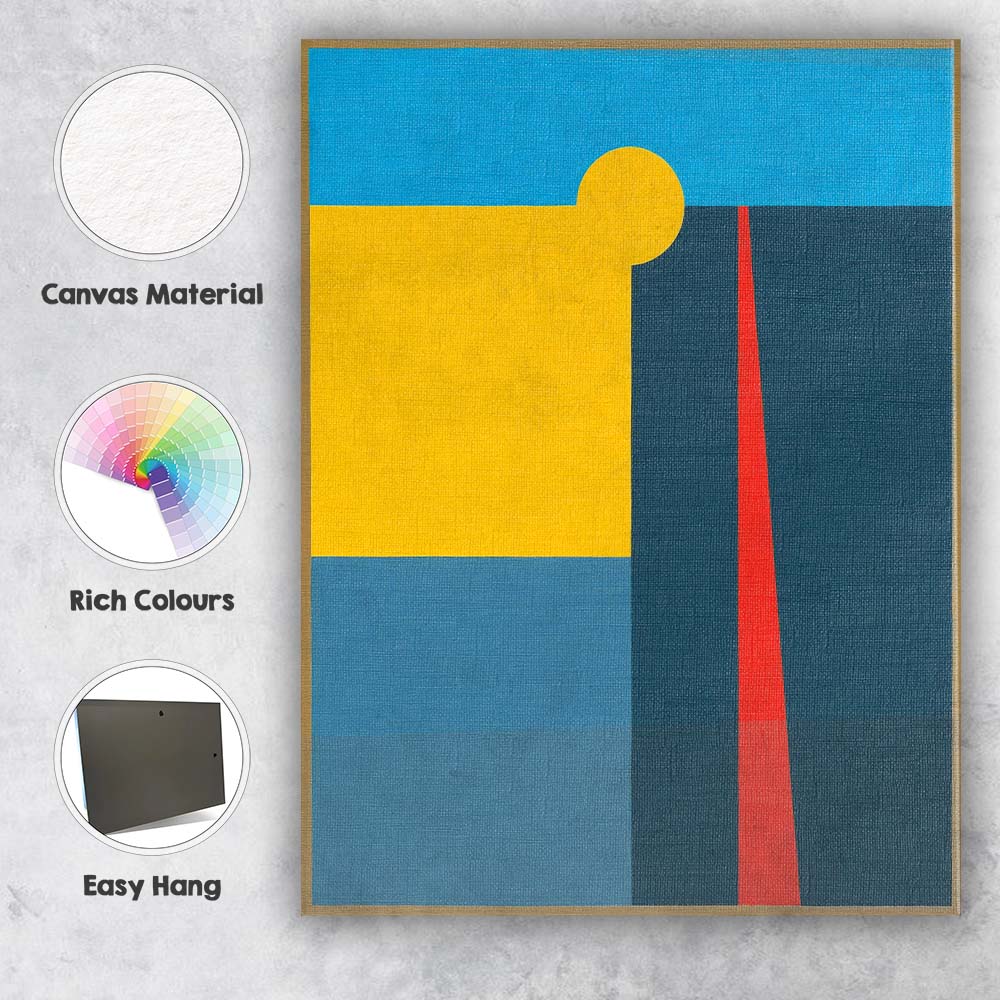 Bold Geometric Colour Block Yellow Blue and Red Abstract Canvas Wall Art Print Decor Picture Ready to Hang