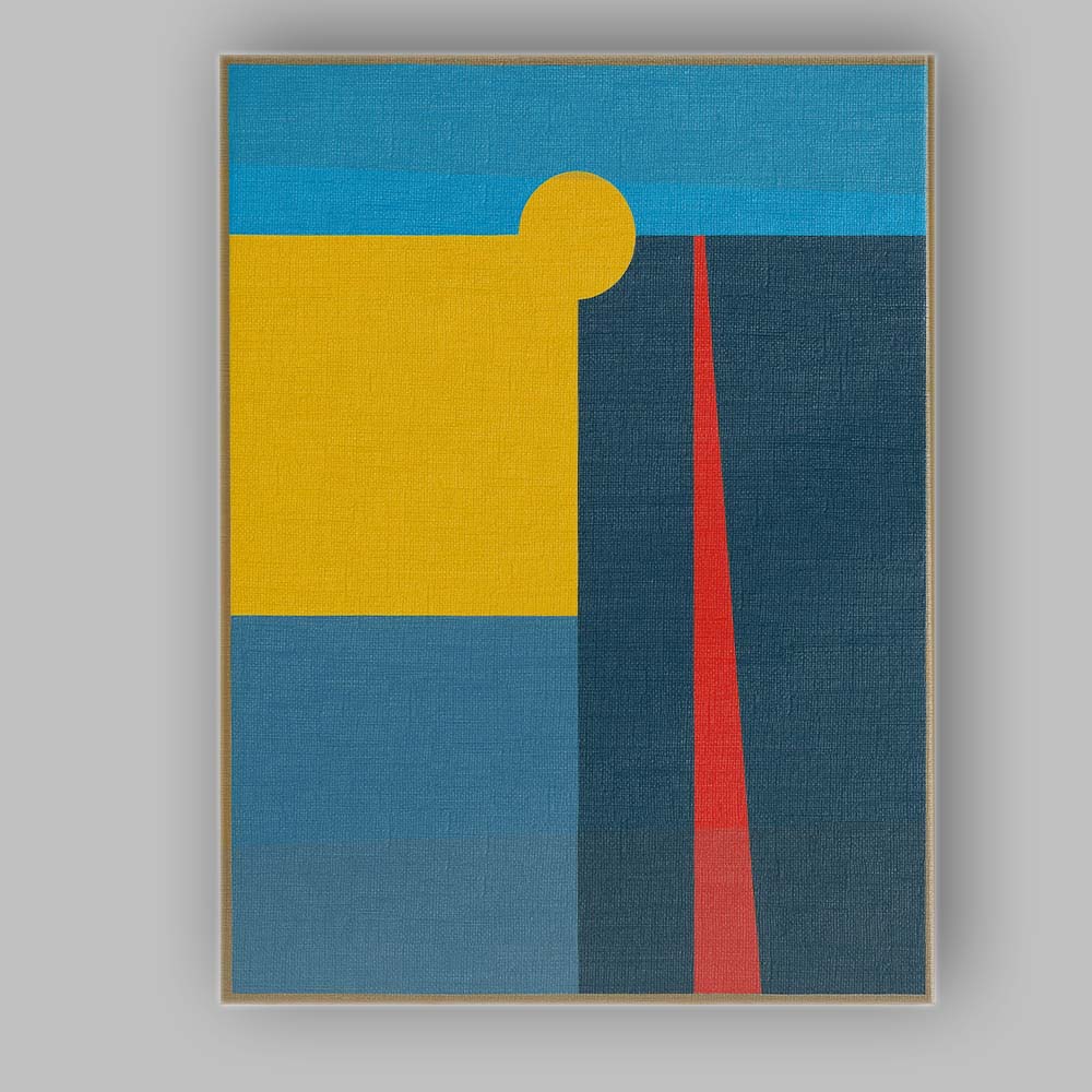 Bold Geometric Colour Block Yellow Blue and Red Abstract Canvas Wall Art Print Decor Picture Ready to Hang