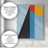 Contemporary Geometric Composition Light Blue Yellow and Black Abstract Canvas Wall Art Print Decor Picture Ready to Hang