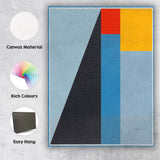 Contemporary Geometric Composition Light Blue Yellow and Black Abstract Canvas Wall Art Print Decor Picture Ready to Hang
