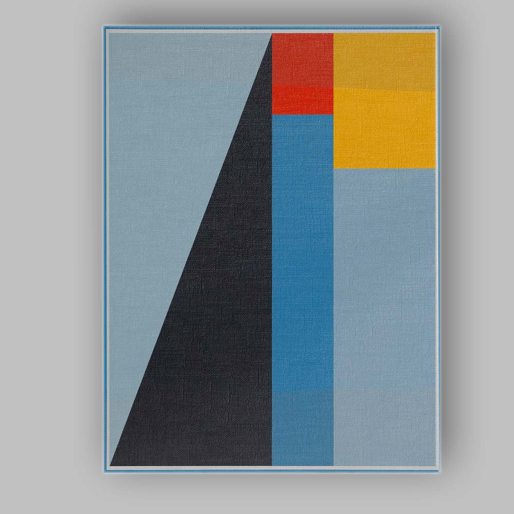 Contemporary Geometric Composition Light Blue Yellow and Black Abstract Canvas Wall Art Print Decor Picture Ready to Hang