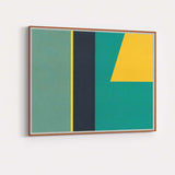Abstract Geometric Shapes Teal Yellow and Navy Modern Canvas Wall Art Print Decor Picture Ready to Hang
