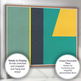 Abstract Geometric Shapes Teal Yellow and Navy Modern Canvas Wall Art Print Decor Picture Ready to Hang