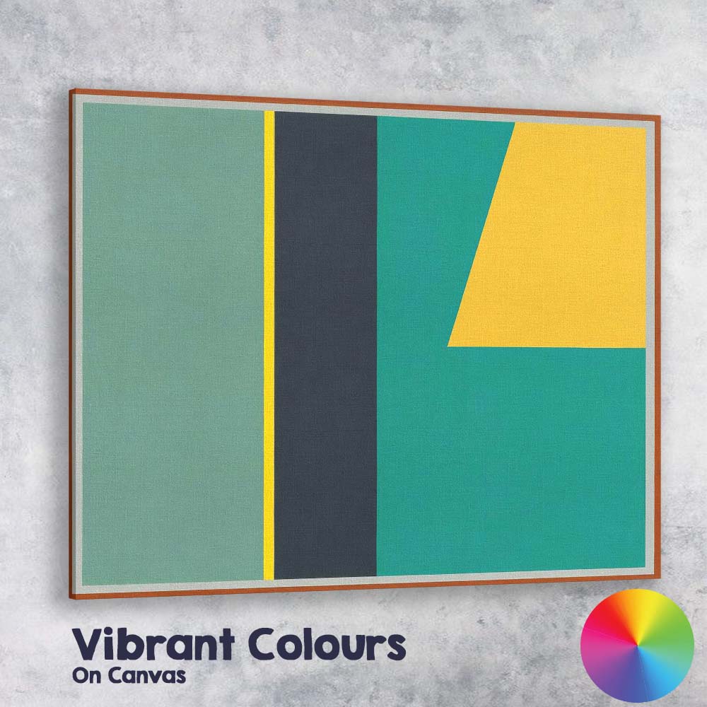 Abstract Geometric Shapes Teal Yellow and Navy Modern Canvas Wall Art Print Decor Picture Ready to Hang