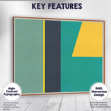 Abstract Geometric Shapes Teal Yellow and Navy Modern Canvas Wall Art Print Decor Picture Ready to Hang