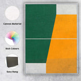 Modern Green and Mustard Geometric Colour Block Abstract Canvas Wall Art Print Decor Picture Ready to Hang
