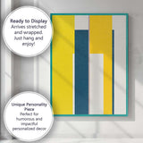 Contemporary Vertical Colour Block Yellow Blue and Ivory Abstract Canvas Wall Art Print Decor Picture Ready to Hang
