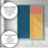 Minimalist Navy Coral and Ochre Colour Block Abstract Canvas Wall Art Print Decor Picture Ready to Hang
