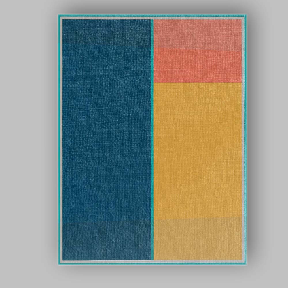 Minimalist Navy Coral and Ochre Colour Block Abstract Canvas Wall Art Print Decor Picture Ready to Hang