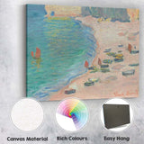 Impressionist Coastal Beach Boats and Cliffs Seascape Painting Canvas Wall Art Print Decor Picture Ready to Hang