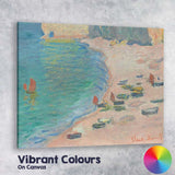 Impressionist Coastal Beach Boats and Cliffs Seascape Painting Canvas Wall Art Print Decor Picture Ready to Hang