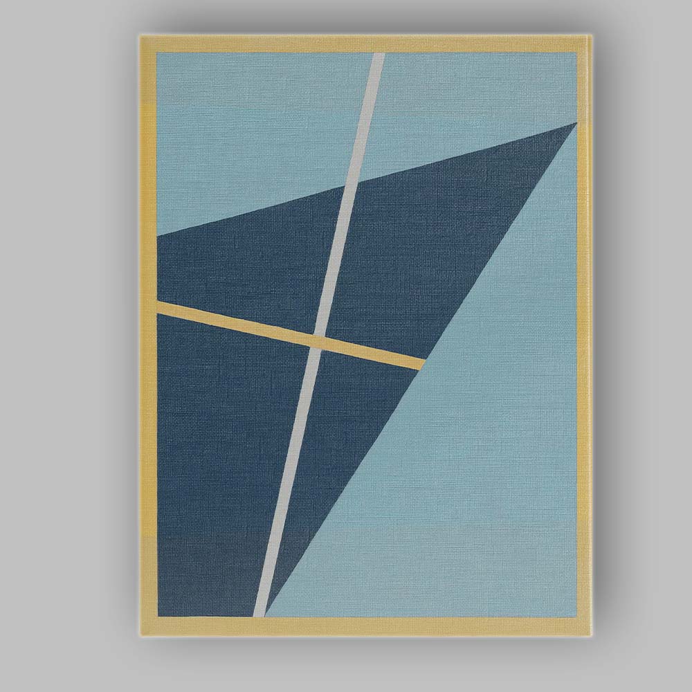 Modern Light Blue and Navy Geometric Lines Abstract Canvas Wall Art Print Decor Picture Ready to Hang