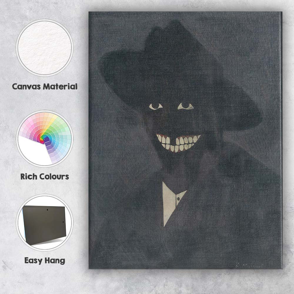 Dark Expressionist Portrait with Wide Brim Hat Canvas Wall Art Print Decor Picture Ready to Hang
