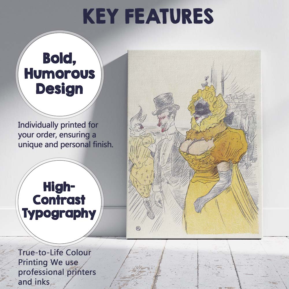 Belle Epoque Yellow Dress Parisian Street Illustration Canvas Wall Art Print Decor Picture Ready to Hang