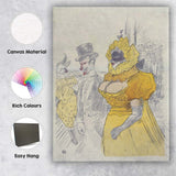 Belle Epoque Yellow Dress Parisian Street Illustration Canvas Wall Art Print Decor Picture Ready to Hang