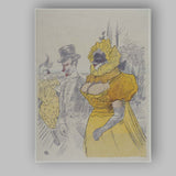 Belle Epoque Yellow Dress Parisian Street Illustration Canvas Wall Art Print Decor Picture Ready to Hang