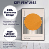 Minimalist Bauhaus Orange Circle Geometric Stripe Abstract Beige Canvas Wall Art Print Decor Picture Ready to Hang