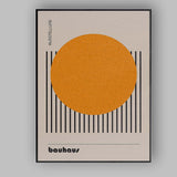 Minimalist Bauhaus Orange Circle Geometric Stripe Abstract Beige Canvas Wall Art Print Decor Picture Ready to Hang