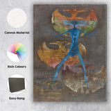 Surreal Blue Figure Tribal Mask Expressionist Fantasy Painting Canvas Wall Art Print Decor Picture Ready to Hang
