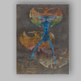 Surreal Blue Figure Tribal Mask Expressionist Fantasy Painting Canvas Wall Art Print Decor Picture Ready to Hang