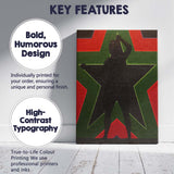 Bold Afro Futurist Black Figure Green Red Star Portrait Canvas Wall Art Print Decor Picture Ready to Hang