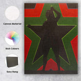 Bold Afro Futurist Black Figure Green Red Star Portrait Canvas Wall Art Print Decor Picture Ready to Hang